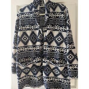 Chaps Navy Blue Ivory Southwest Shawl Collar Cardigan Sweater Toggle Size XXL(C)
